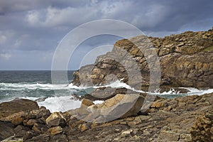 Stormy sea at Hell Bay, Bryher, Isles of Scilly, England