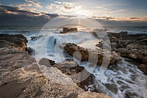 Stormy sea in icy morning