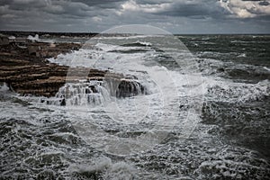 Stormy sea in Polignano a Mare, Italy