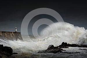 Stormy sea at Porthcawl photo