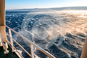 Stormy sea with strong wind