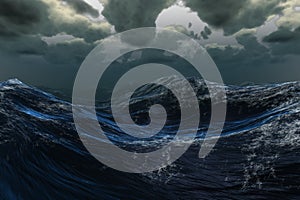 Stormy sea under dark sky