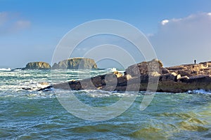 Stormy seas at Ballintoy on the Causeway coast