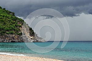 Stormy shell beach in St.Barth