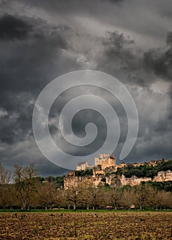 Stormy skies over Chateau de Beynac in France