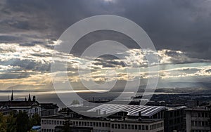 Stormy skies over the lake Leman. Swiss