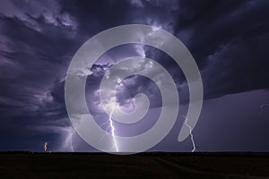 Stormy sky with lightning bolt strikes