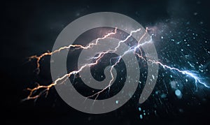 A stormy sky with lightning bolts and rain