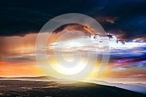 Cloud landscape. Dramatic sunset