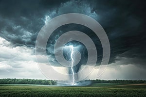 Stormy sky with lightning and thunderclouds.