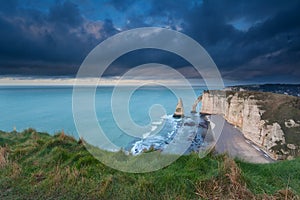 Stormy sky over cliffs in France