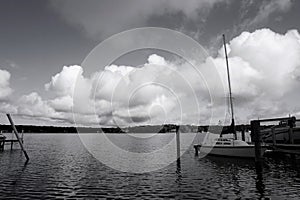 Stormy Sky Over Lake Macatawa in B&W