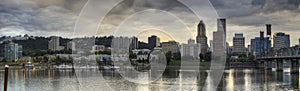 Stormy Sky Over Portland Skyline Panorama