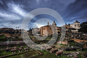 Stormy sky over Roman Forum photo