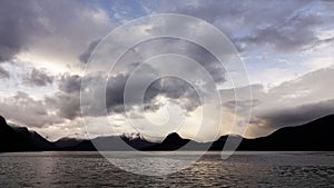 Stormy sky over Romsdalsfjord near Andalsnes in Norway