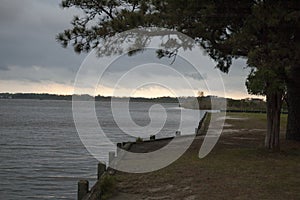 Stormy sky over water at bulkhead