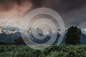 Stormy sunrise in Grand Tetons