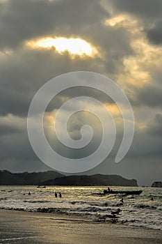 A stormy sunset on the beach