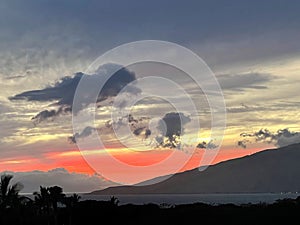 Stormy sunset on the coast of Maui