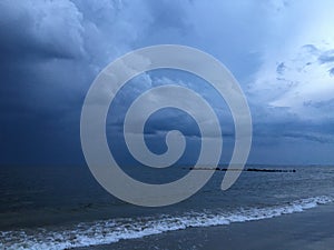 Stormy Sunset in July at Coney Island in Brooklyn, New York, NY.