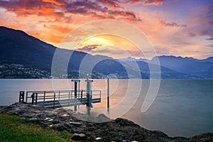 Stormy sunset in lake Como