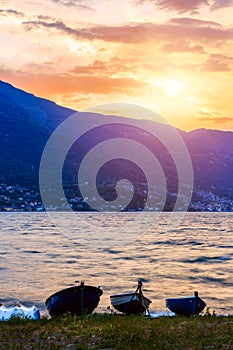 Stormy sunset in lake Como