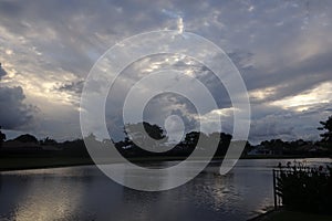 Stormy sunset over the lake in Florida