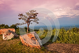 Stormy sunset over the mountains at High Point State Park, the top of NJ