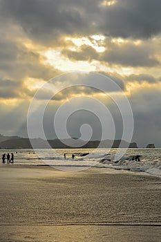 A stormy sunset on teh beach