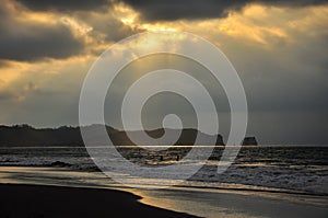 A stormy sunset on teh beach