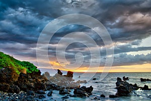 Stormy sunset at Wailea Beach