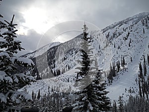 Stormy valley in Nakusp heliskiing