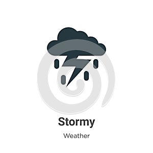 Stormy vector icon on white background. Flat vector stormy icon symbol sign from modern weather collection for mobile concept and