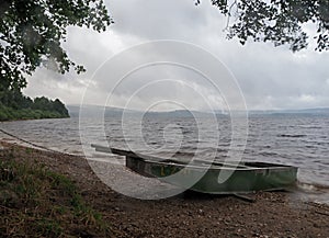 Stormy water level of lake Lipno