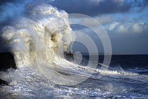 Stormy waves south wales coast winter