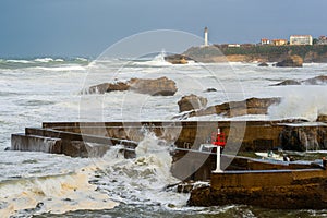 Stormy weather in Biarritz, France
