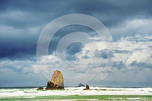 Stormy weather at Cannon Beach Oregon