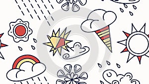 Stormy Weather Elements Seamless Pattern, vector design Generative AI