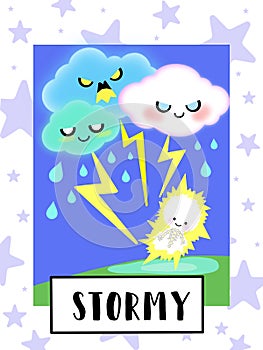 Stormy Weather flashcard collection for preschool kid learning English vocabulary