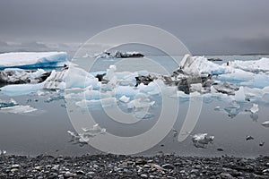 Stormy weather over Jokulsarlon, the most famous glacier lagoon from Iceland.