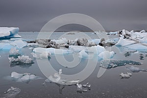 Stormy weather over Jokulsarlon, the most famous glacier lagoon from Iceland.