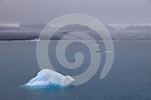 Stormy weather over Jokulsarlon, the most famous glacier lagoon from Iceland.