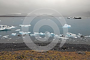 Stormy weather over Jokulsarlon, the most famous glacier lagoon from Iceland.