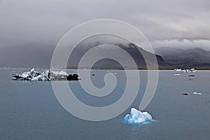 Stormy weather over Jokulsarlon, the most famous glacier lagoon from Iceland.