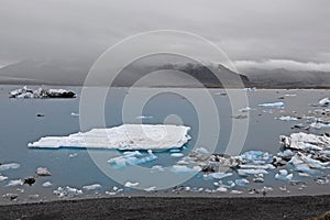 Stormy weather over Jokulsarlon, the most famous glacier lagoon from Iceland.