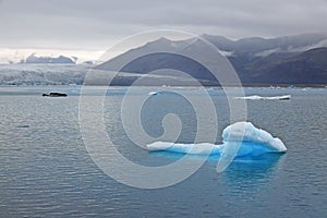 Stormy weather over Jokulsarlon, the most famous glacier lagoon from Iceland.