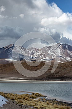 Stormy weather over snow capped mountains in Bolivia