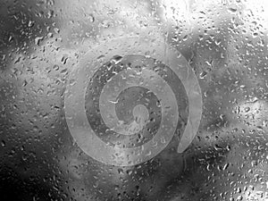 Stormy Weather with Raindrops on a Window