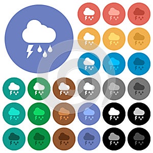 Stormy weather round flat multi colored icons