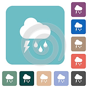 Stormy weather rounded square flat icons